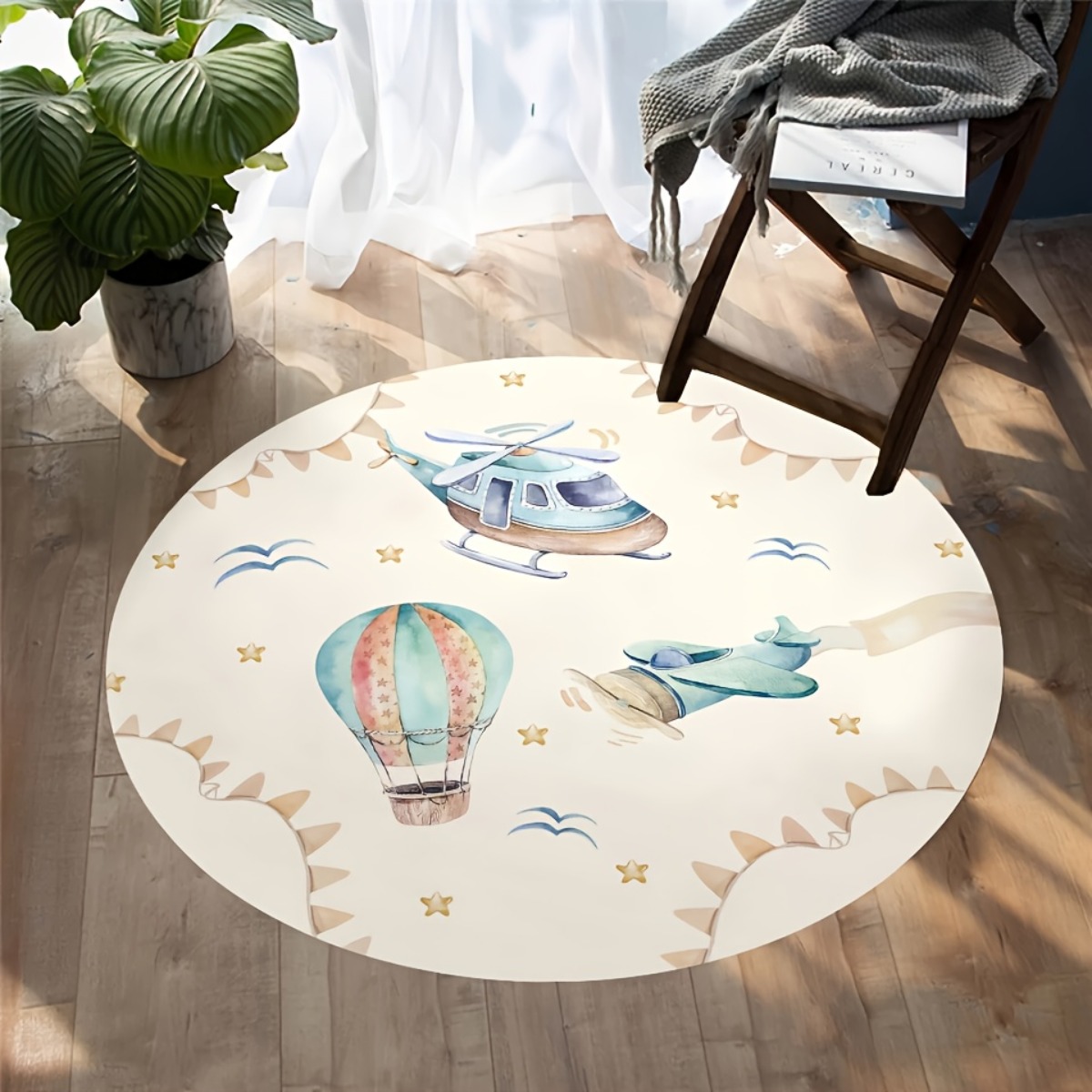 Whimsical Hot Air Balloon Airp - Baby Nursery Rug review and price