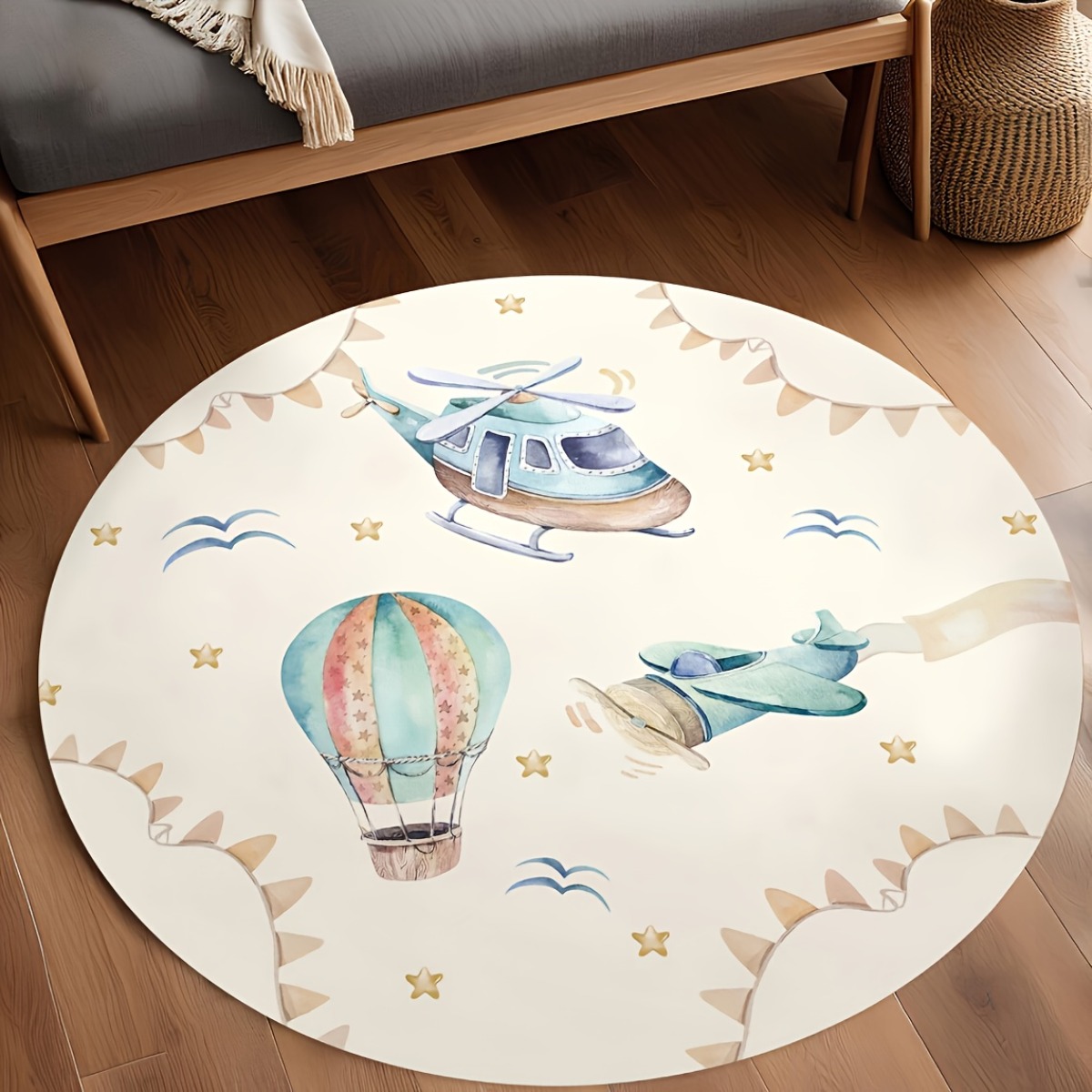 Whimsical Hot Air Balloon Airp - Baby Nursery Rug review and price