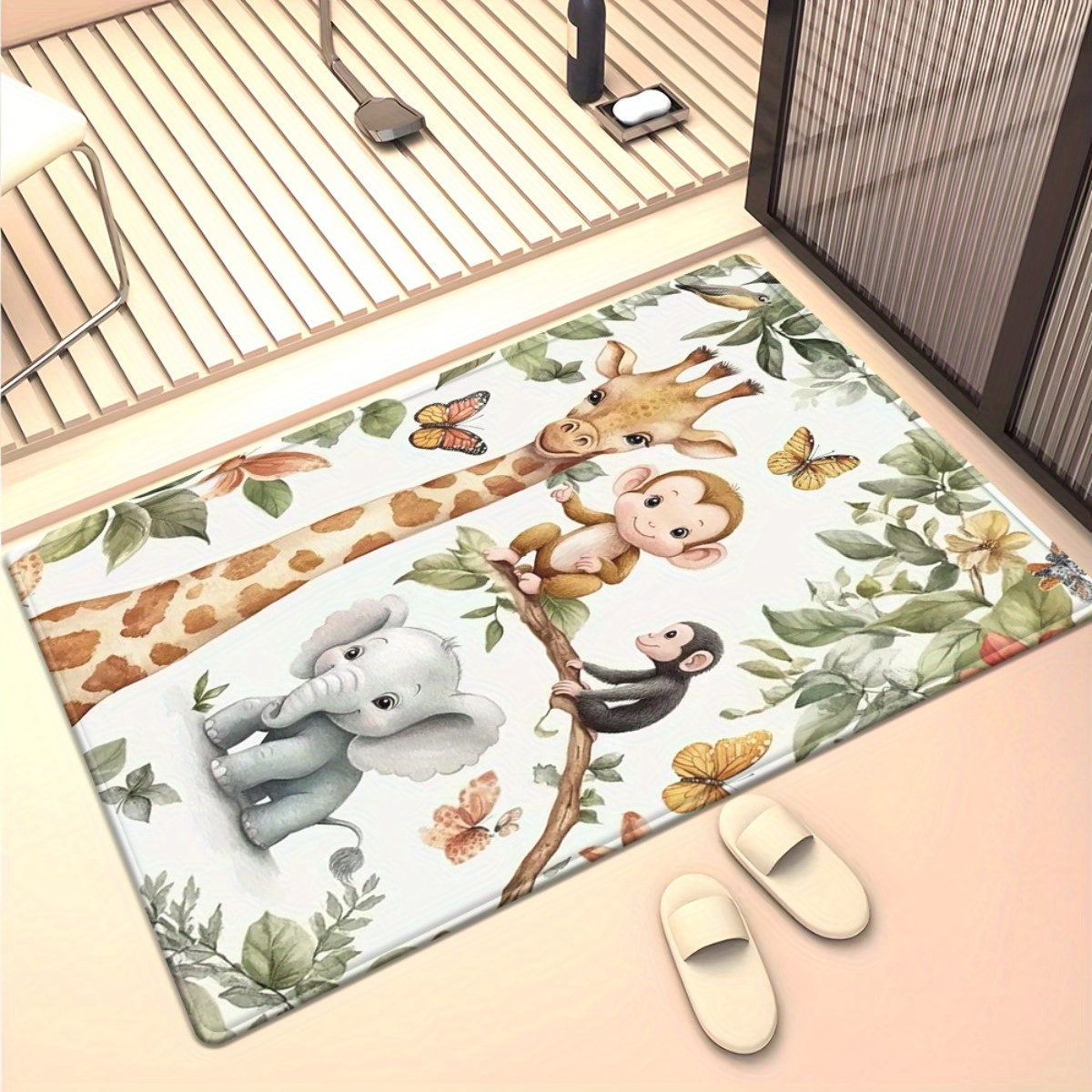 Watercolor Animal Jungle Print - Baby Nursery Jungle Rug review and price