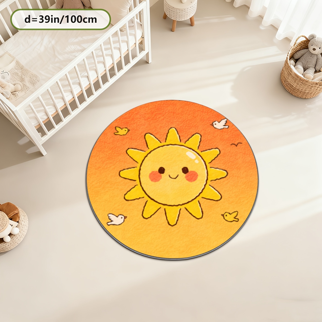 Kids Round Sun Rug Yellow Play - Baby Nursery Rug review and price