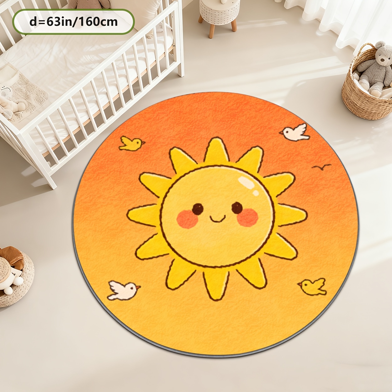 Kids Round Sun Rug Yellow Play - Baby Nursery Rug review and price
