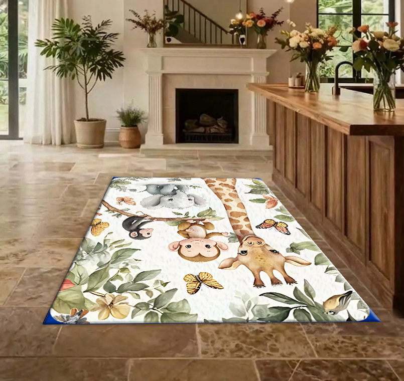 Watercolor Jungle Baby Animal  - Baby Nursery Jungle Rug review and price