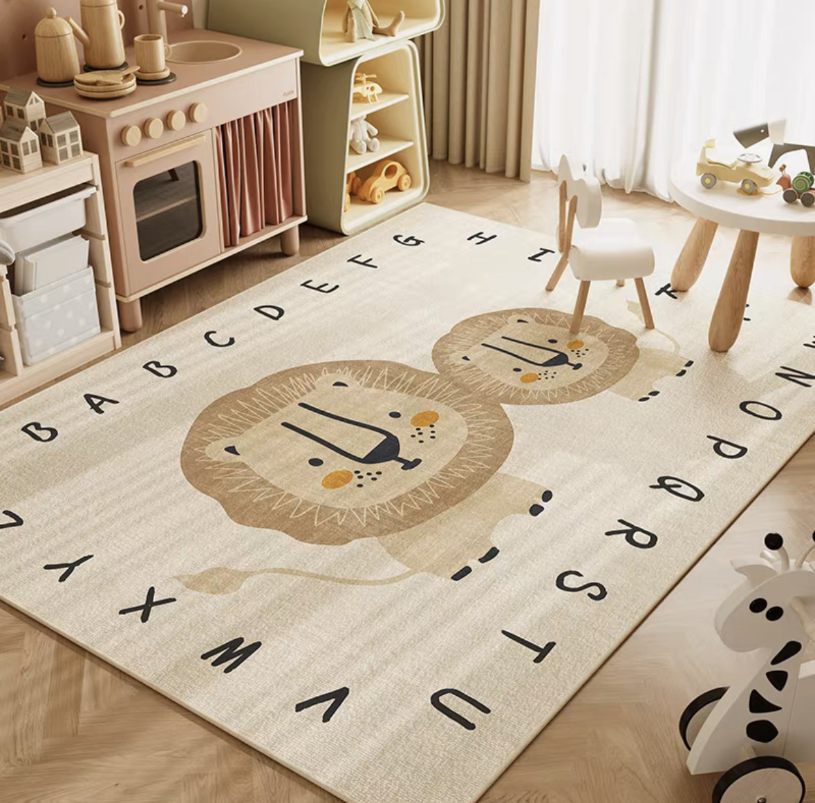VIKAMA Neutral Cartoon Lion Ba - Baby Nursery Rug review and price