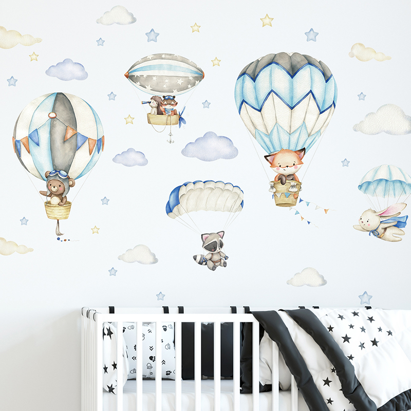 Cartoon Cute Animals Hot Air B - Baby Nursery Design review and price