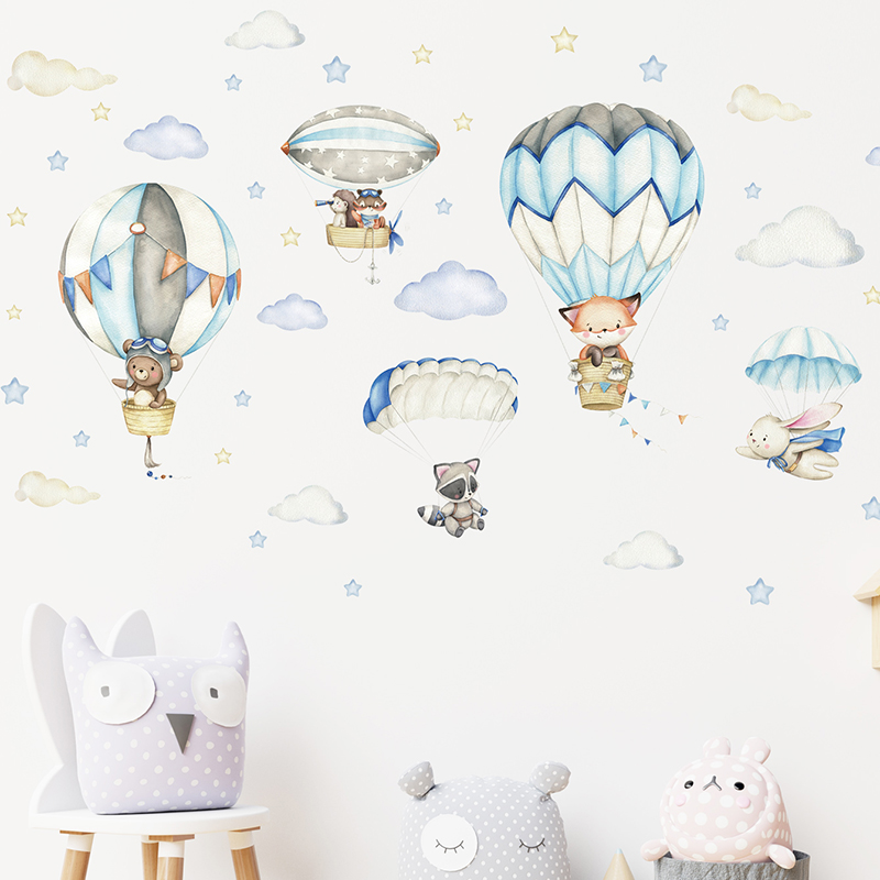 Cartoon Cute Animals Hot Air B - Baby Nursery Design review and price