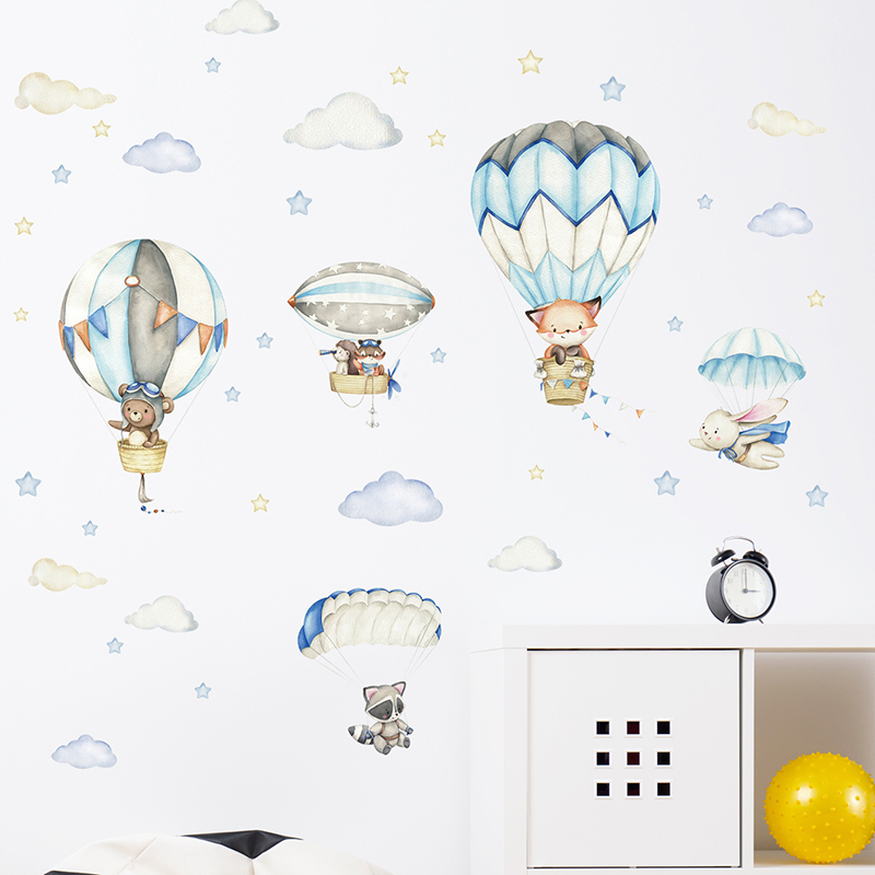 Cartoon Cute Animals Hot Air B - Baby Nursery Design review and price