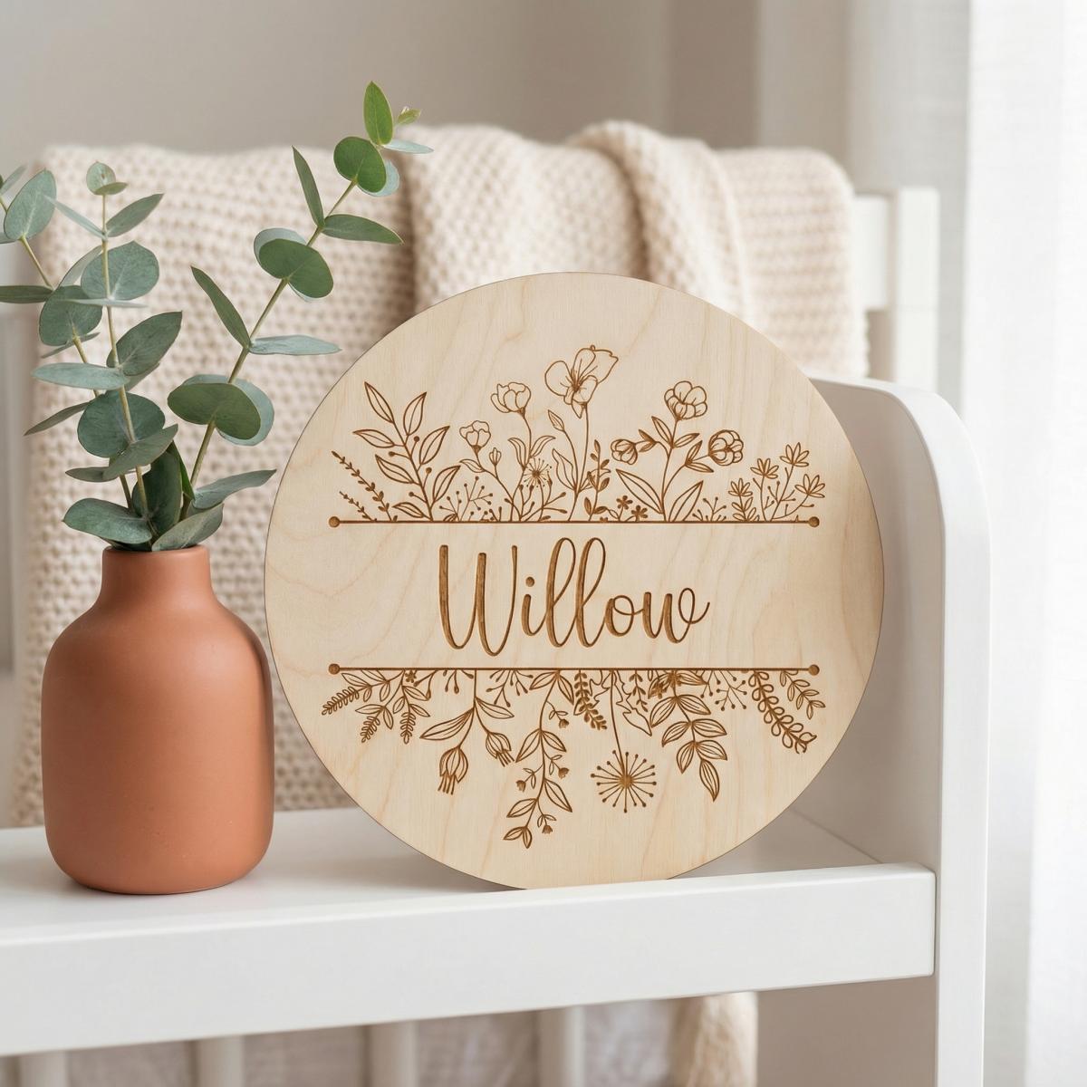 Personalized Floral Round Wood - Baby Nursery Decor review and price
