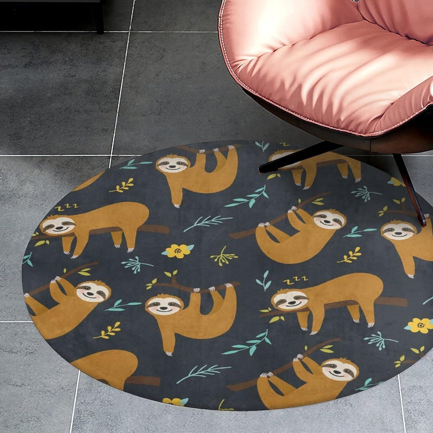 Cute Sloth Jungle Pattern Roun - Baby Nursery Jungle Rug review and price