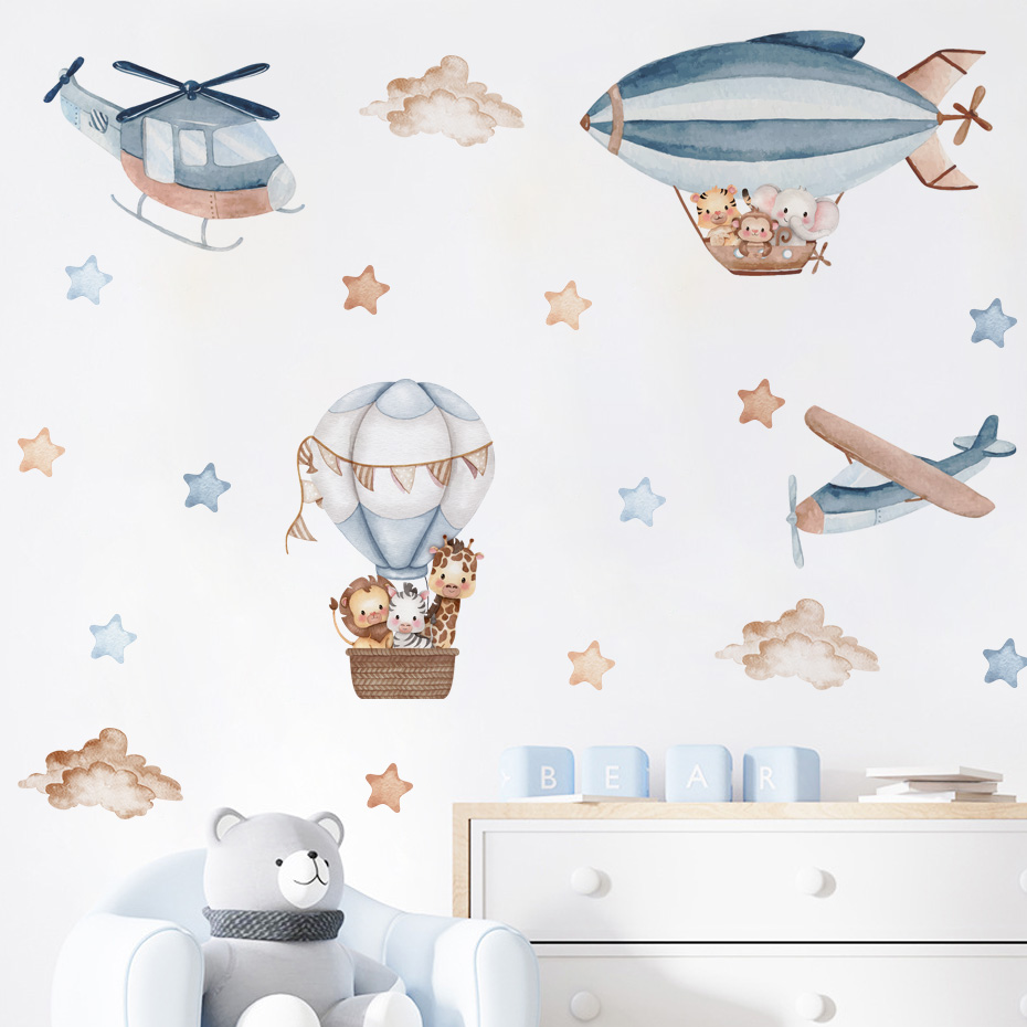 Watercolor Animals Hot Air Bal - Baby Nursery Design review and price