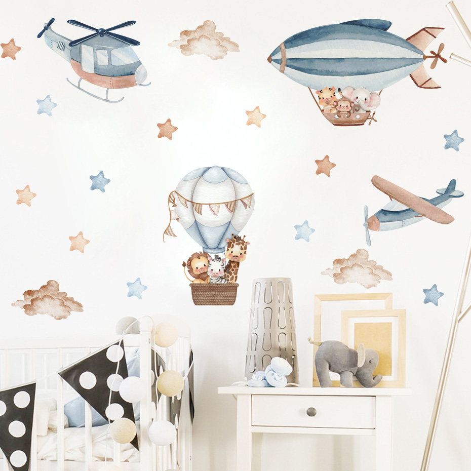 Watercolor Animals Hot Air Bal - Baby Nursery Design review and price