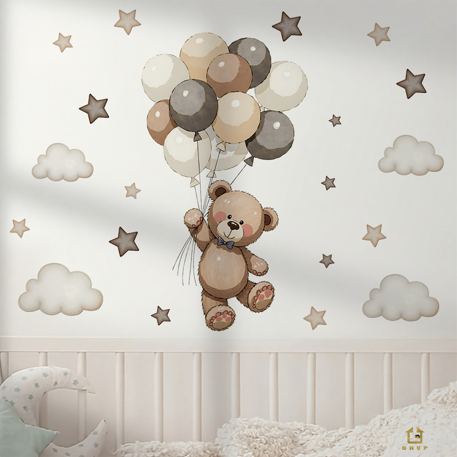 Adorable Teddy Bear Wall Decal - Baby Nursery Design review and price