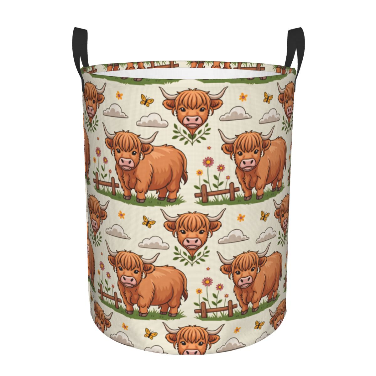 Cartoon Highland Cows Laundry  - Baby Nursery Hamper review and price