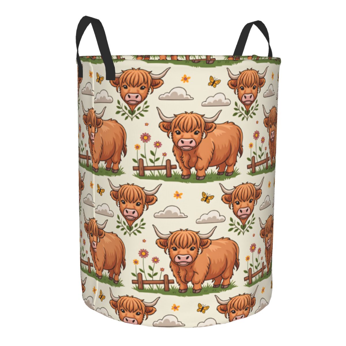 Cartoon Highland Cows Laundry  - Baby Nursery Hamper review and price