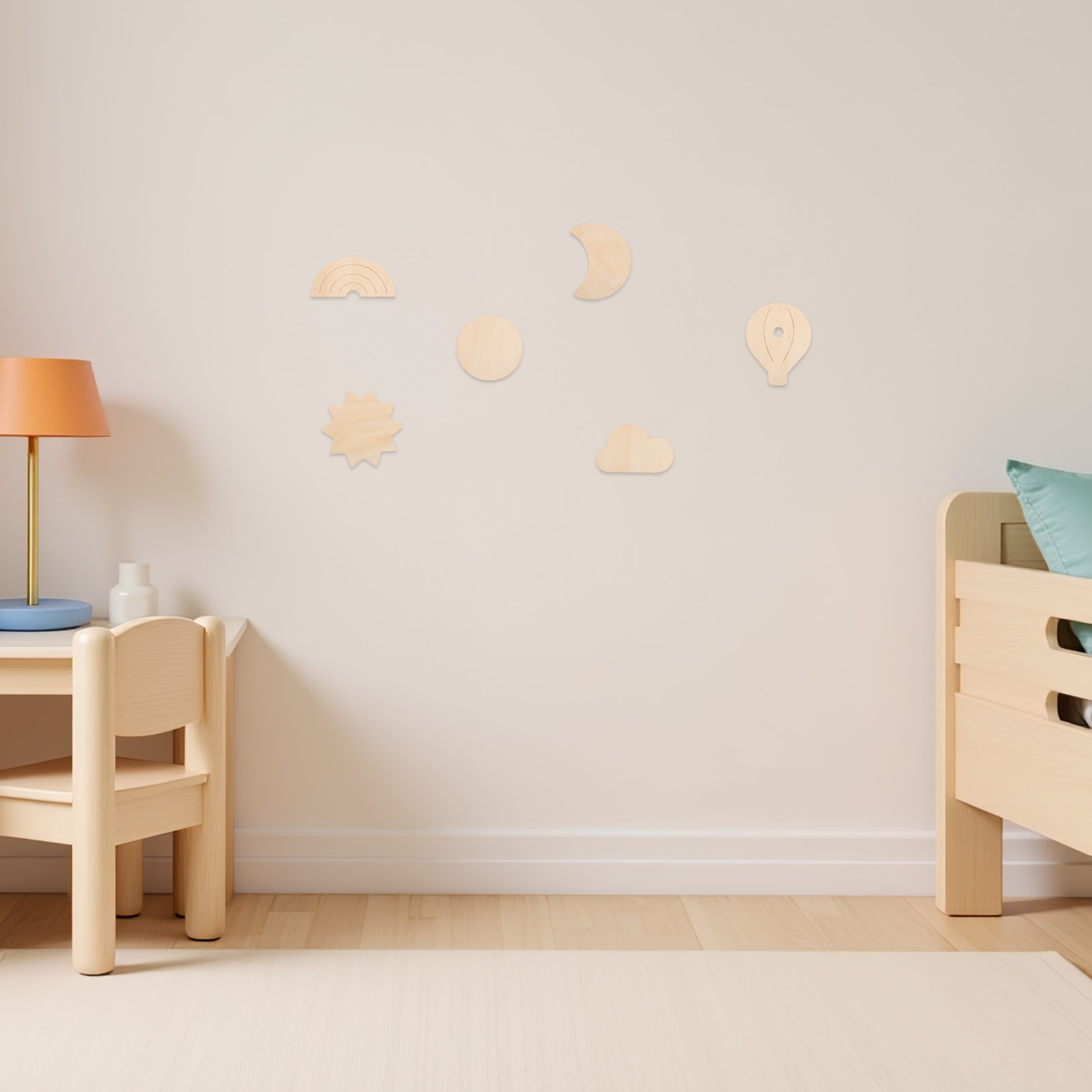 6Pcs Wooden Wall Stickers Sky  - Baby Nursery Hot Air Balloon Theme review and price