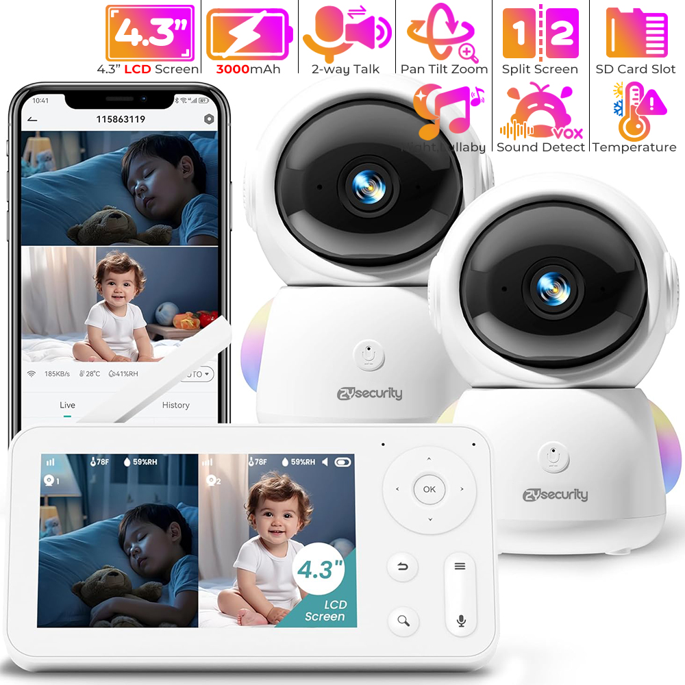 2K Baby Monitor with 2 Cameras - Baby Nursery Light review and price