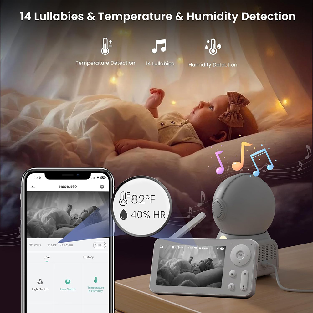 2K Baby Monitor with 2 Cameras - Baby Nursery Light review and price