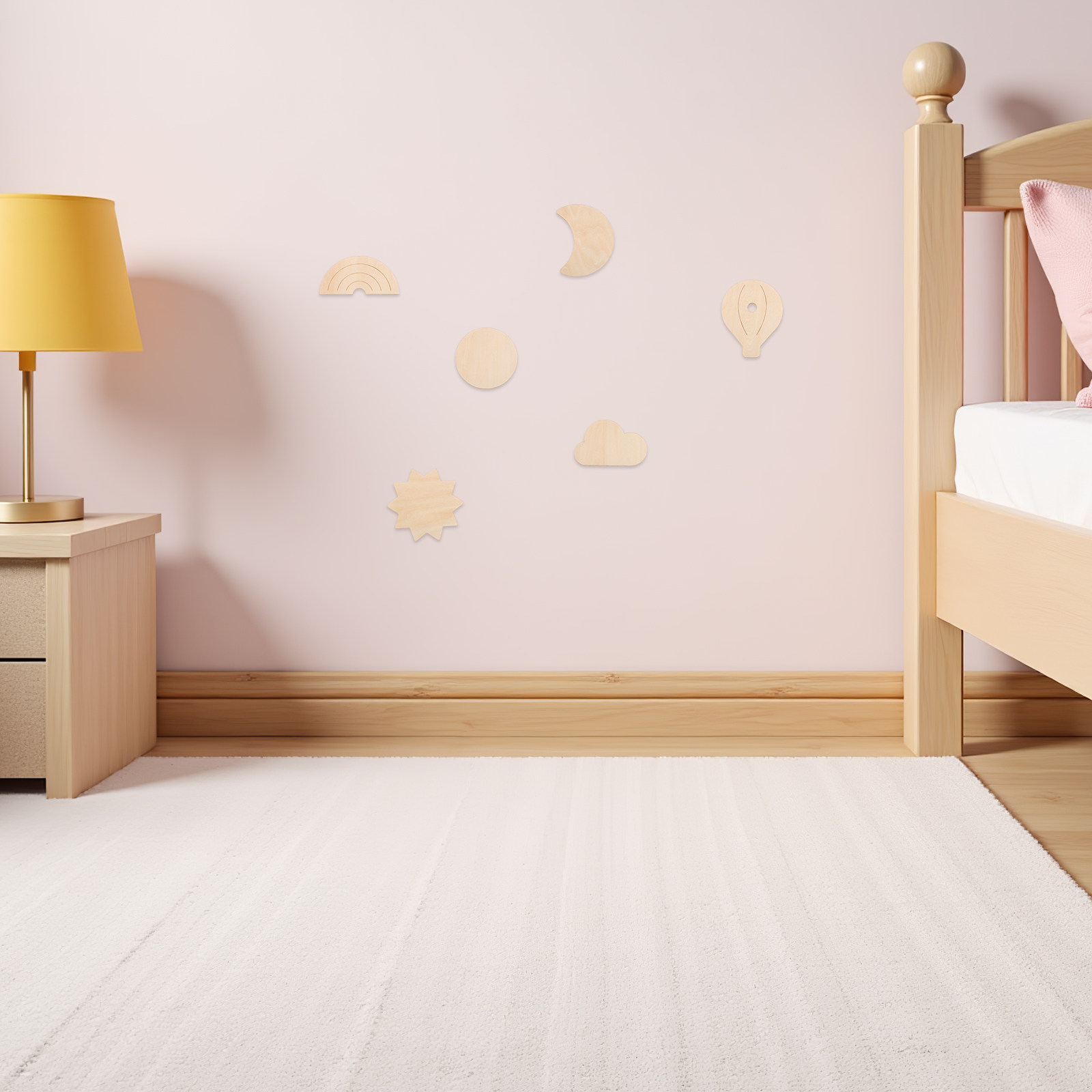 6Pcs Wooden Wall Stickers Sky  - Baby Nursery Hot Air Balloon Theme review and price