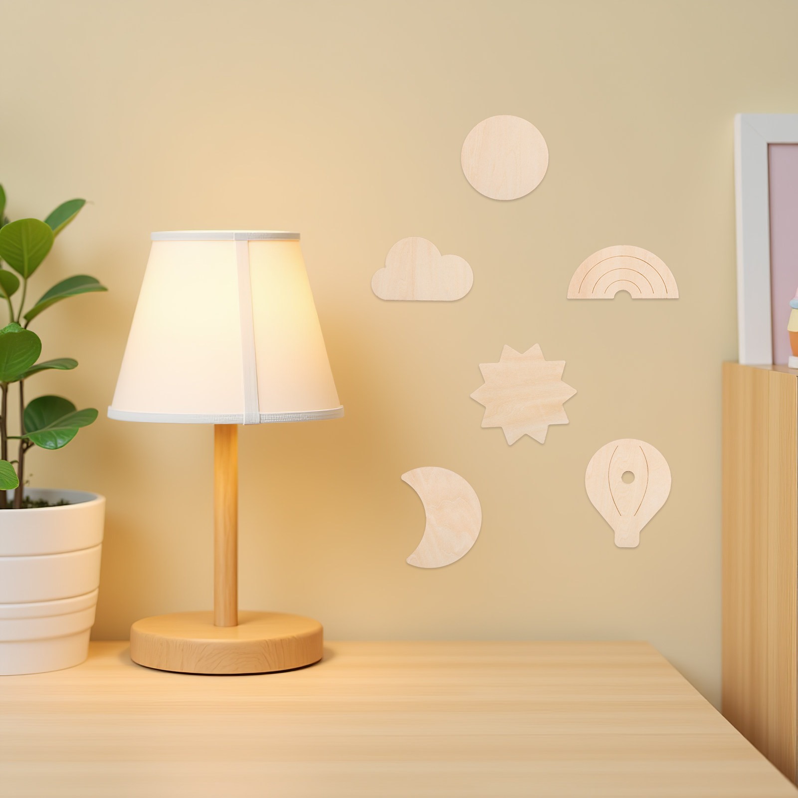 6Pcs Wooden Wall Stickers Sky  - Baby Nursery Hot Air Balloon Theme review and price