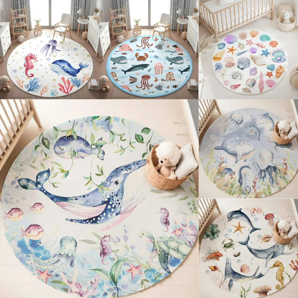 Blue Marine animal Round Carpe - Baby Nursery Rug review and price