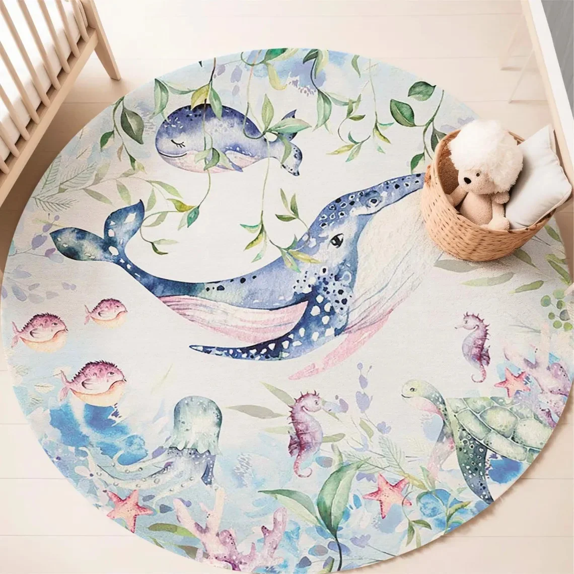 Blue Marine animal Round Carpe - Baby Nursery Rug review and price